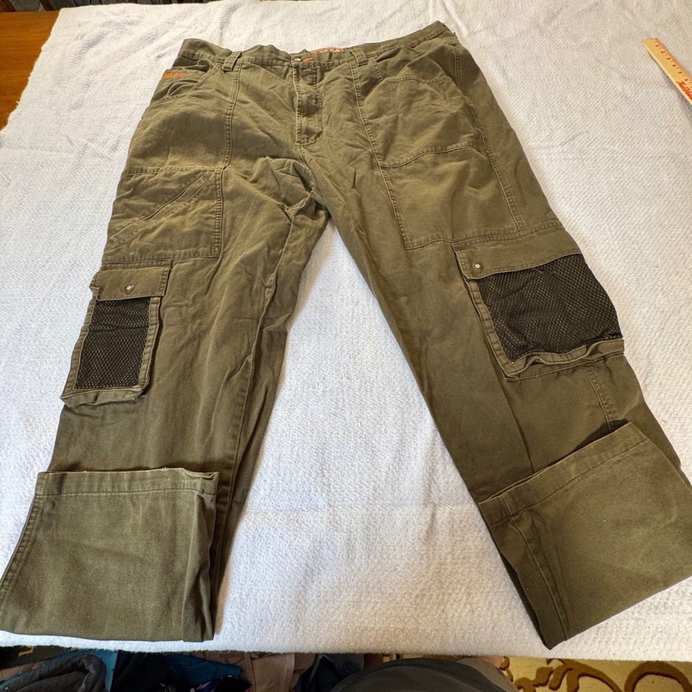 Paco Jeans Mens 46x33 Green Cargo Pants Mesh Pocket Rugged Streetwear Y2K Olive